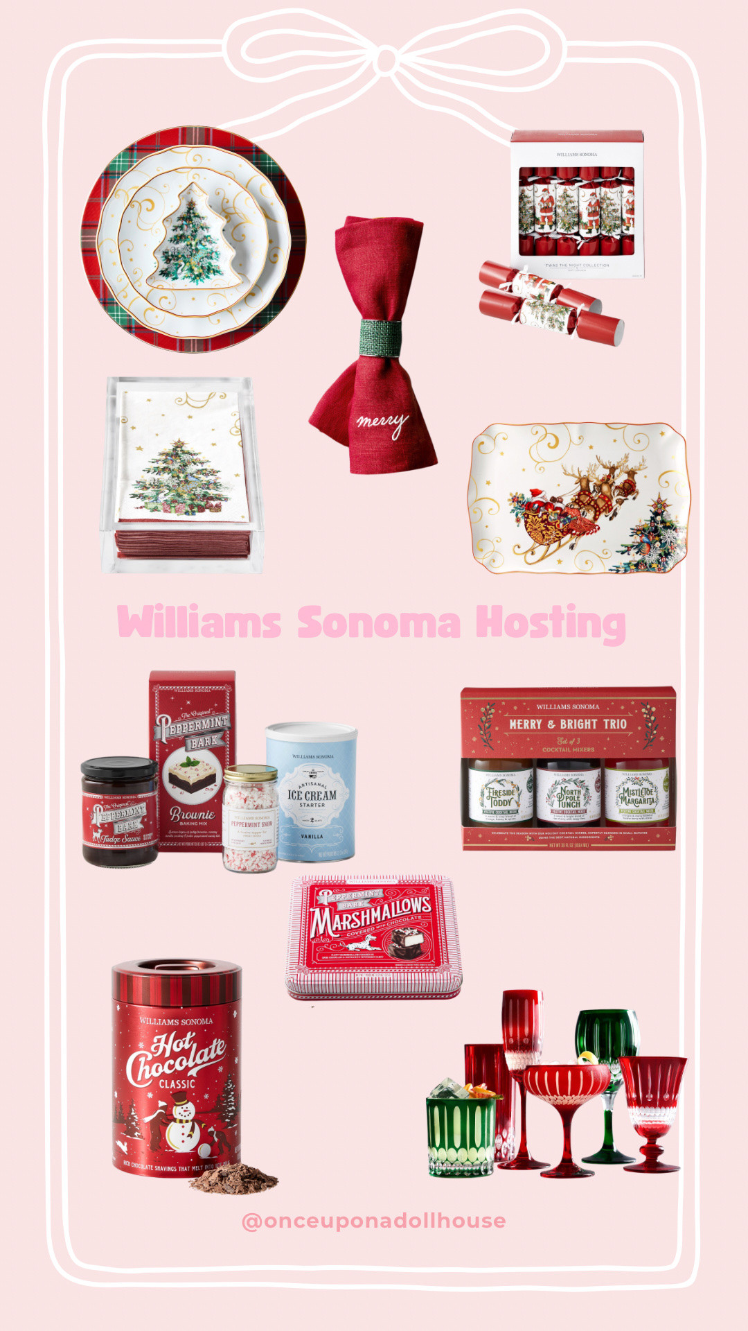 Williams Sonoma Hosting! 

Christmas crackers, hot chocolate mix, plates, napkins, napkins holder, platter, glasses, drink mix 

#LTKHoliday #LTKSeasonal #LTKHome