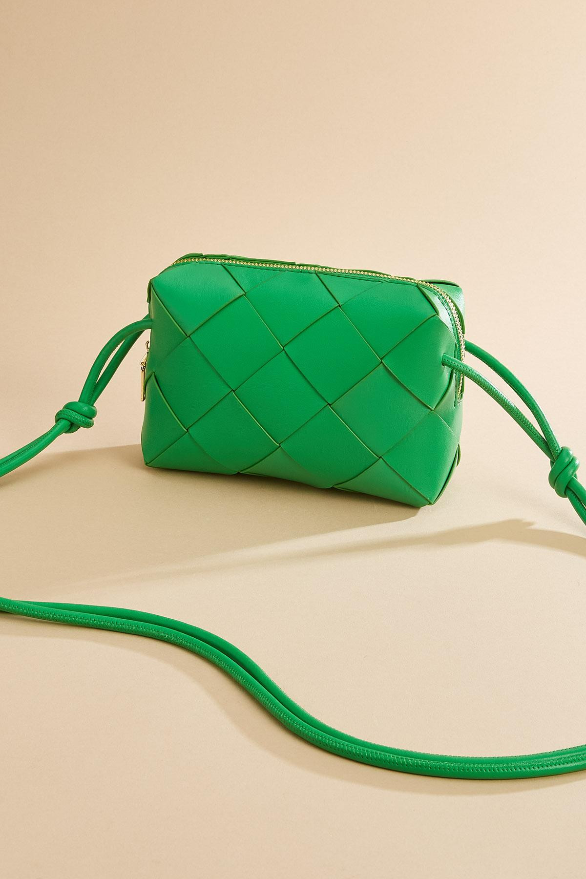 faux leather basket weave crossbody | Versona