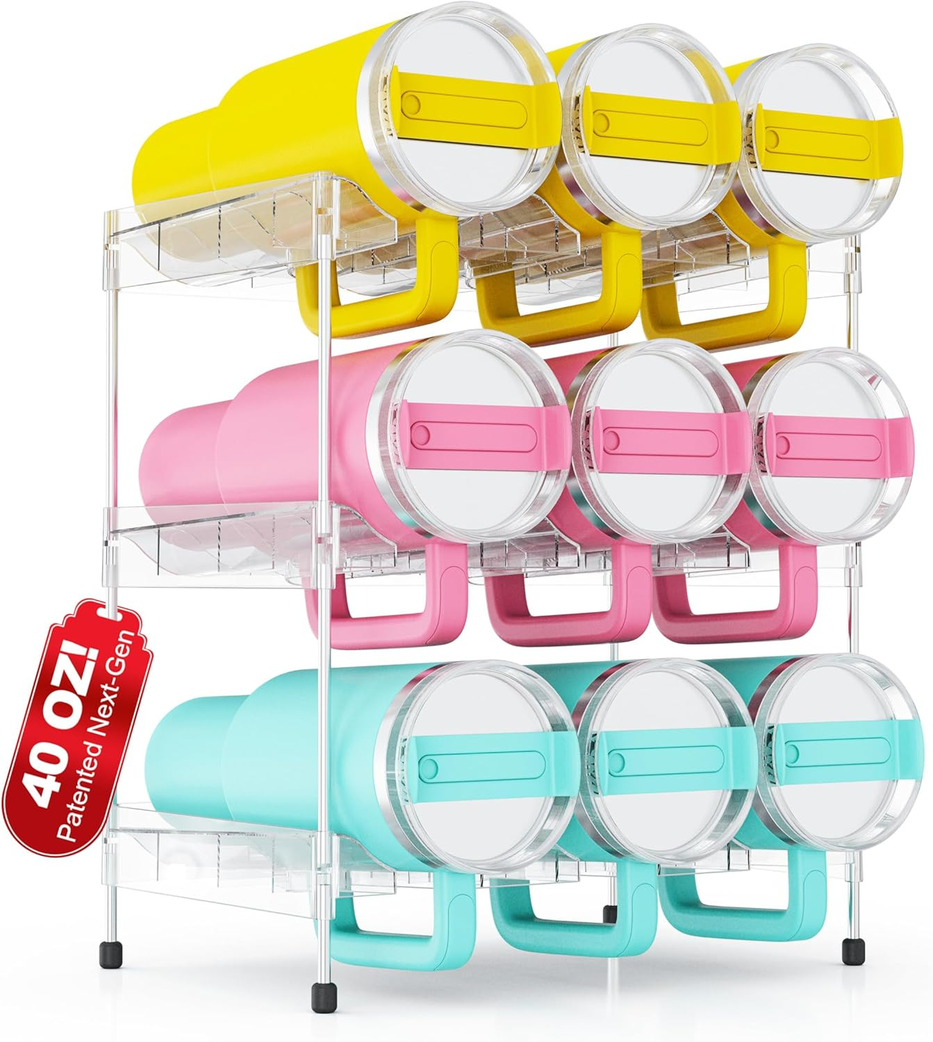 Reusable Stackable with Handle Compartment Water Bottle Tumbler Organizer for Stanley 40oz with H... | Amazon (US)