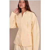 Butter Cream Premium Woven Tailored Collarless Blazer, Butter Cream.. | PrettyLittleThing UK
