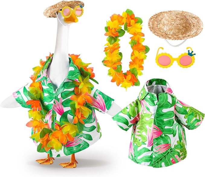 DECOHS 4 Pcs/Set Hawaiian Porch Goose Outfits, Summer Lawn Goose Costume, Yard Goose Clothes Hawa... | Amazon (US)