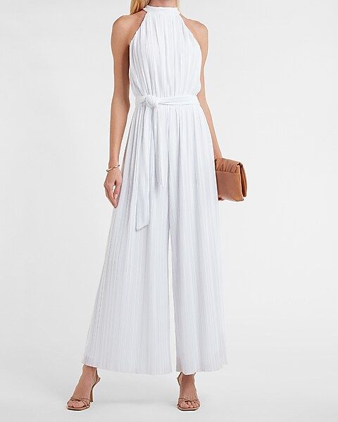 Pleated Halter Culotte Jumpsuit | Express