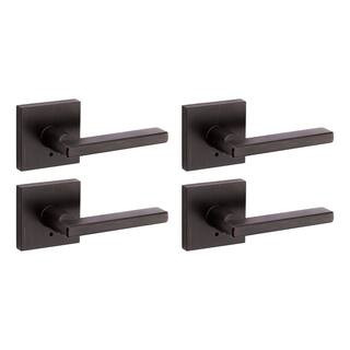 Halifax Square Venetian Bronze Privacy Bed/Bath Door Handle with Lock (4-Pack) | The Home Depot