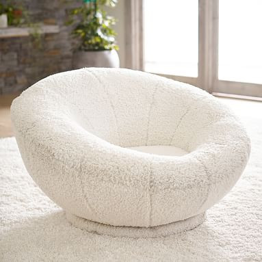 Sherpa Ivory Groovy Swivel Chair | Pottery Barn Teen
