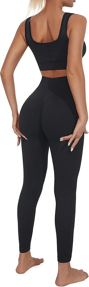 AFITNE Workout Sets for Women Two Piece Seamless High Waisted Leggings with Padded Sports Bra Set... | Amazon (US)