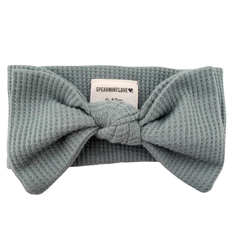 Organic Waffle Knot Bow, Mountain Green | SpearmintLOVE