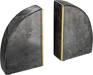 Boho Arched Semicircle Marble Bookends with Brass Detail, Set of 2, Black | Amazon (US)
