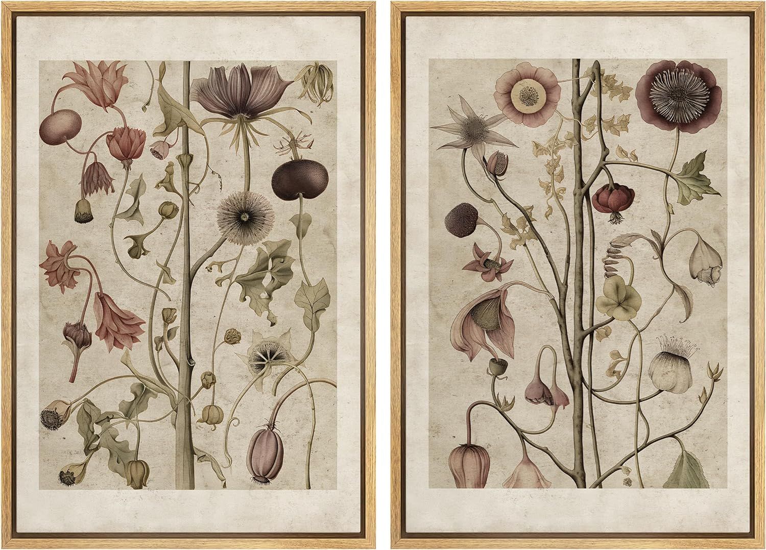 MUDECOR Framed Canvas Print Wall Art Wildflower Floral Botanical Nature Illustration Modern Art D... | Amazon (US)