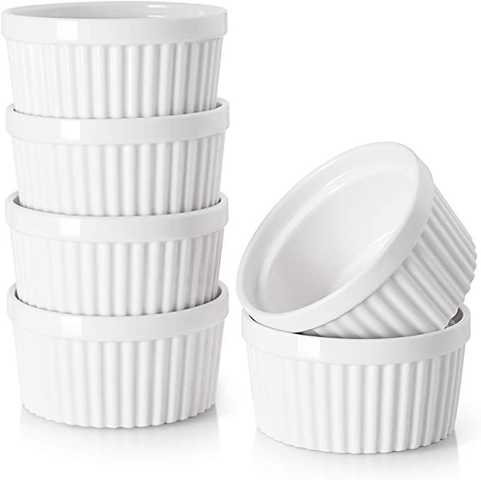 DOWAN 4 oz Ramekins for Creme Brulee, Porcelain Ramekins Oven Safe for Baking Souffle, Set of 6, ... | Amazon (US)