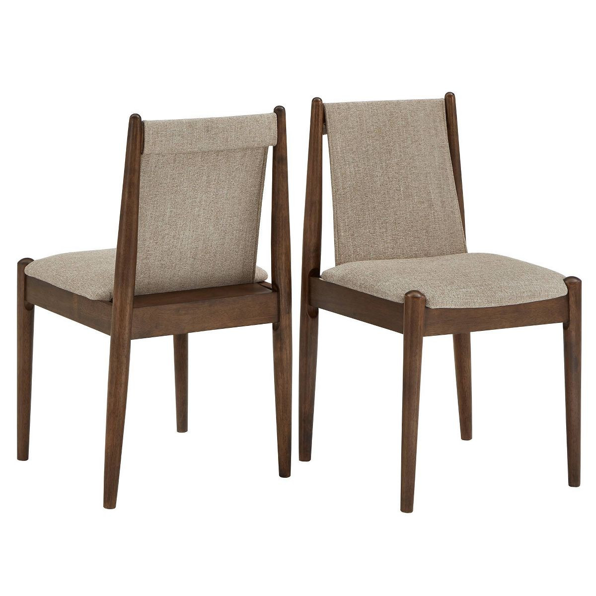 Set of 2 Mckinley Walnut Finish Cocoa Fabric Dining Chairs Walnut - Inspire Q | Target