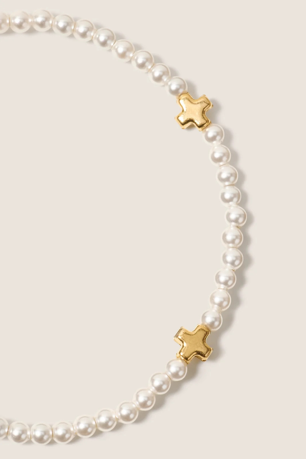 ENEWTON Women's Signature Cross Small 3mm Pearl Bracelet, Pearl/Gold White | Evereve
