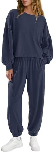 Yanekop Womens Matching Lounge Sets 2 Piece Outfits Jogger Sets Casual Long Sleeve Shirt Pants Se... | Amazon (US)