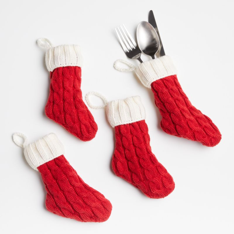 Christmas Stocking Silverware Holders, Set of 4 + Reviews | Crate & Barrel | Crate & Barrel