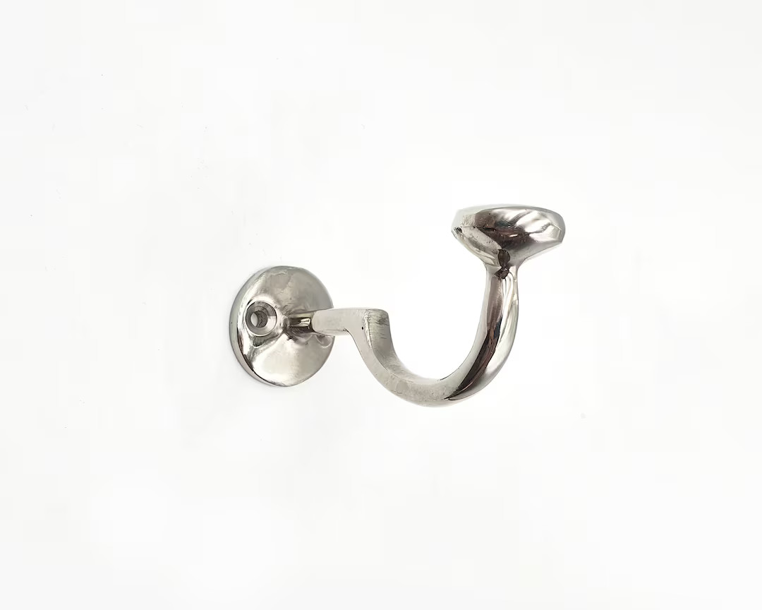 Polished Nickel Wall Hook, Polished Nickel Coat Hook, Handcrafted Brass Bathroom Hooks, Coat Hook... | Etsy (US)