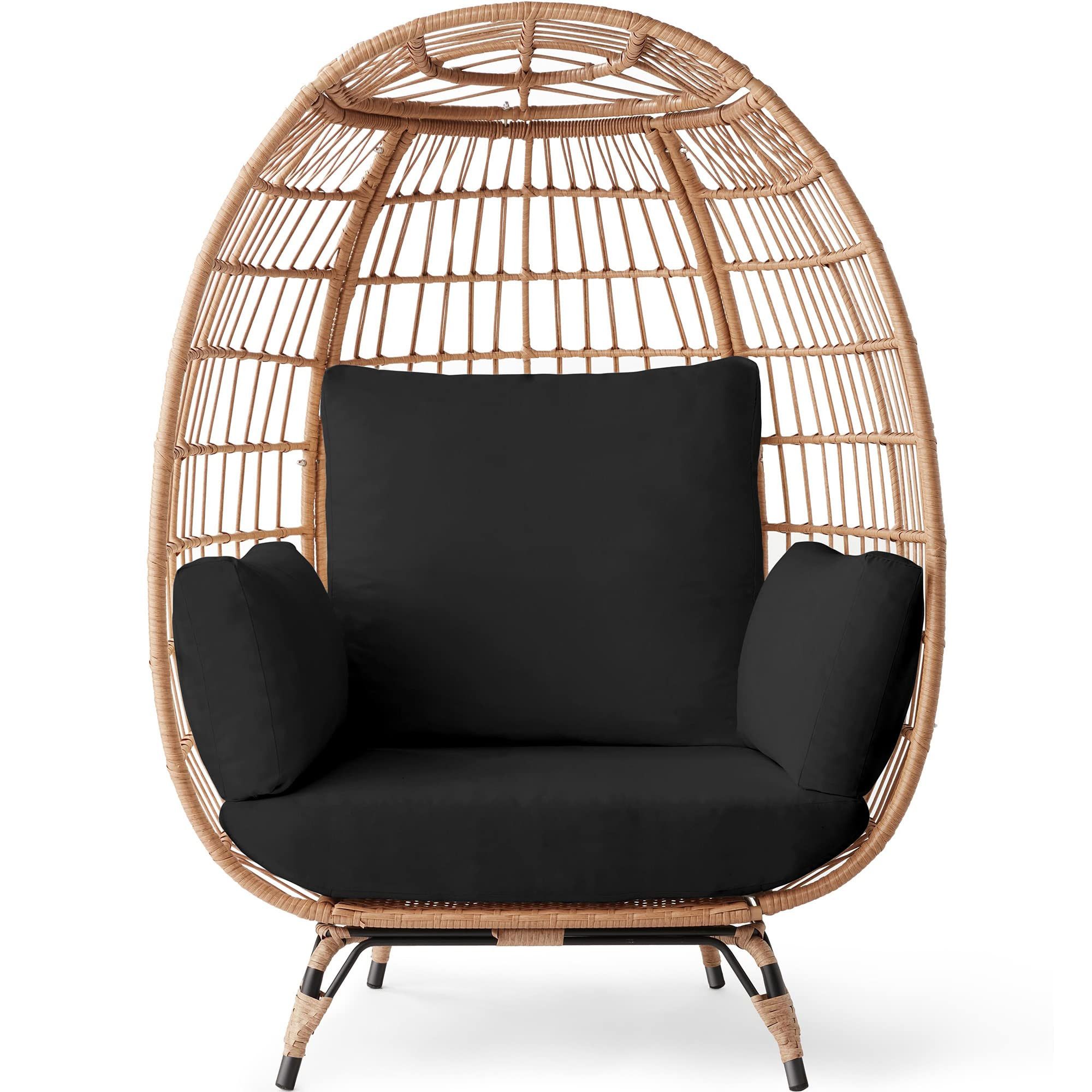 Best Choice Products Wicker Egg Chair, Oversized Indoor Outdoor Lounger for Patio, Backyard, Livi... | Amazon (US)