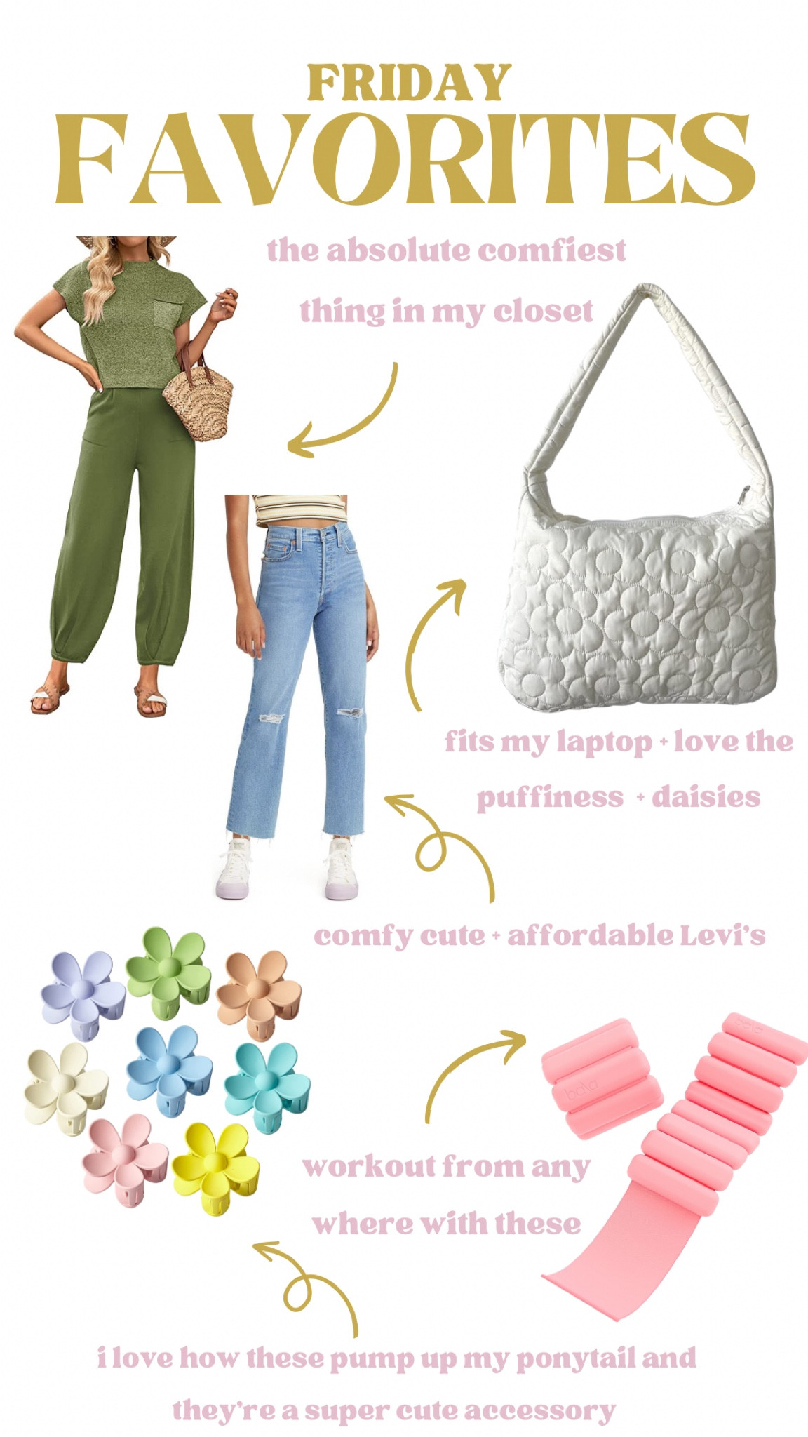 My most recent obsessions. I’ve been wearing the green free people set like crazy!

#LTKstyletip #LTKunder50 #LTKitbag