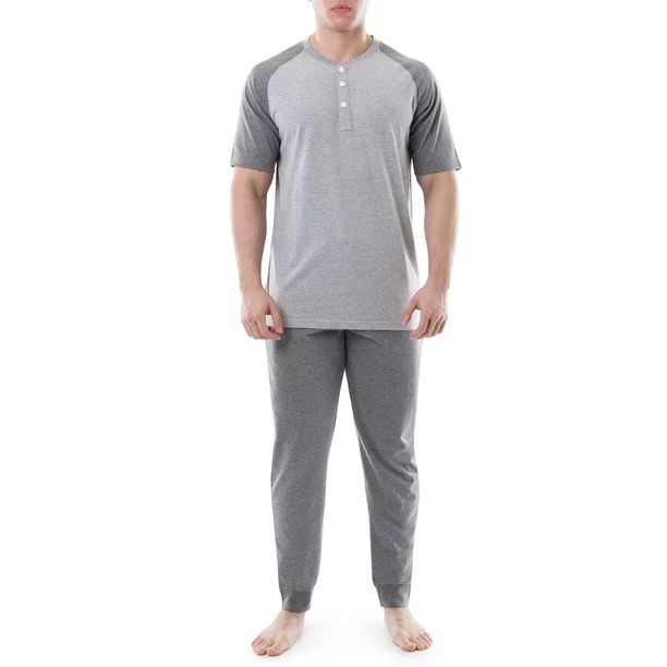 Fruit of the Loom Men's Short Sleeve Henley and Jogger Pant Pajama Set | Walmart (US)