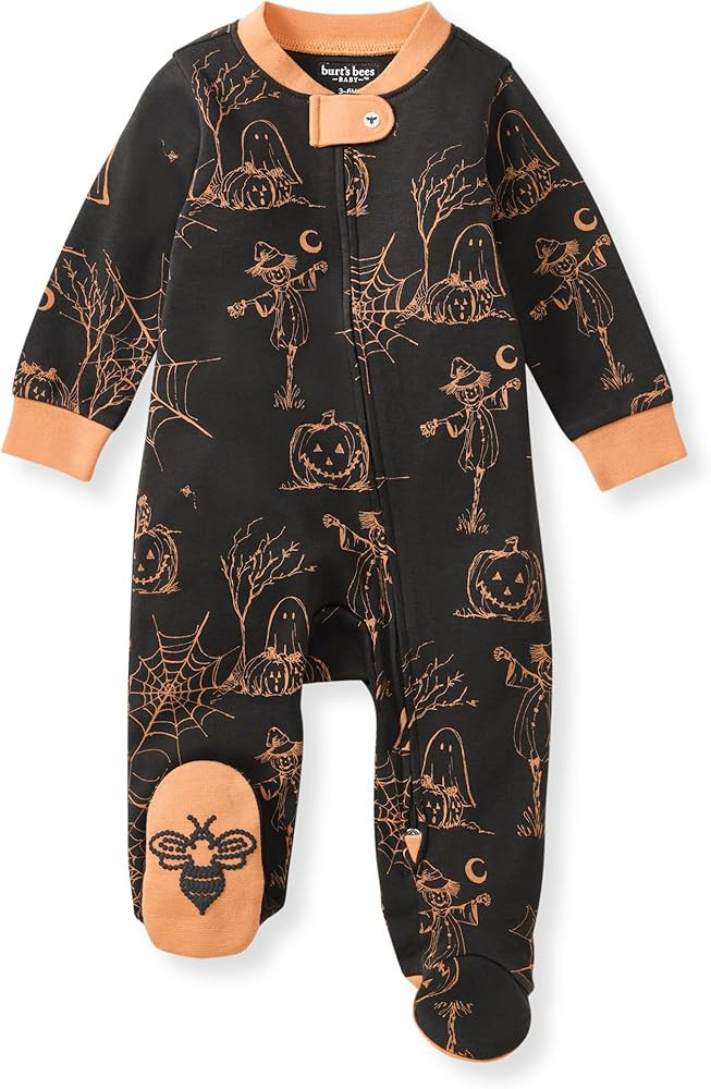 Burt's Bees Baby Baby Girls Pajamas, Zip Front Non-Slip Footed Sleeper Pjs, 100% Organic Cotton | Amazon (US)