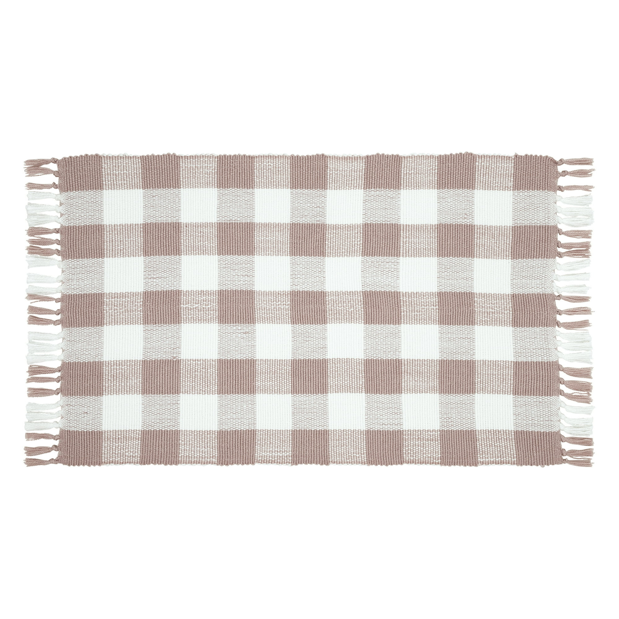 Gingham Fringe Valentine's Day Indoor/Outdoor Layering Rug, Pink and White, 24" x 38", by My Texa... | Walmart (US)