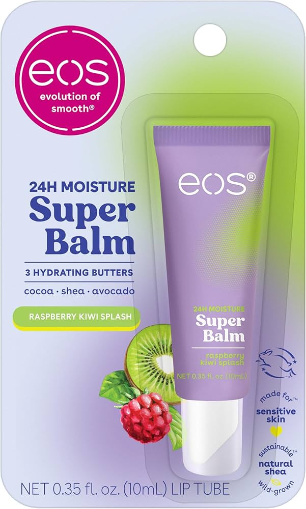 eos 24H Moisture Super Balm - Raspberry Kiwi Splash, Day or Night Lip Treatment, Made for Sensiti... | Amazon (US)