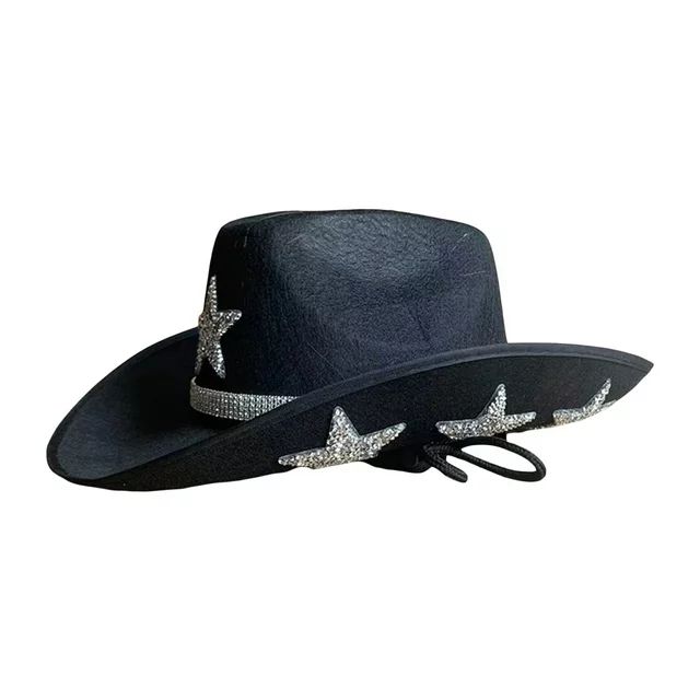 Canis Fashionable Women's Cowboy Hat with Wide Brim, Rhinestone Embellishments and Tassels | Walmart (US)