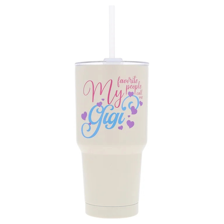 Call Me Gigi Stainless Steel Tumbler with Straw, White, 32 oz, Mother's Day by Way To Celebrate | Walmart (US)