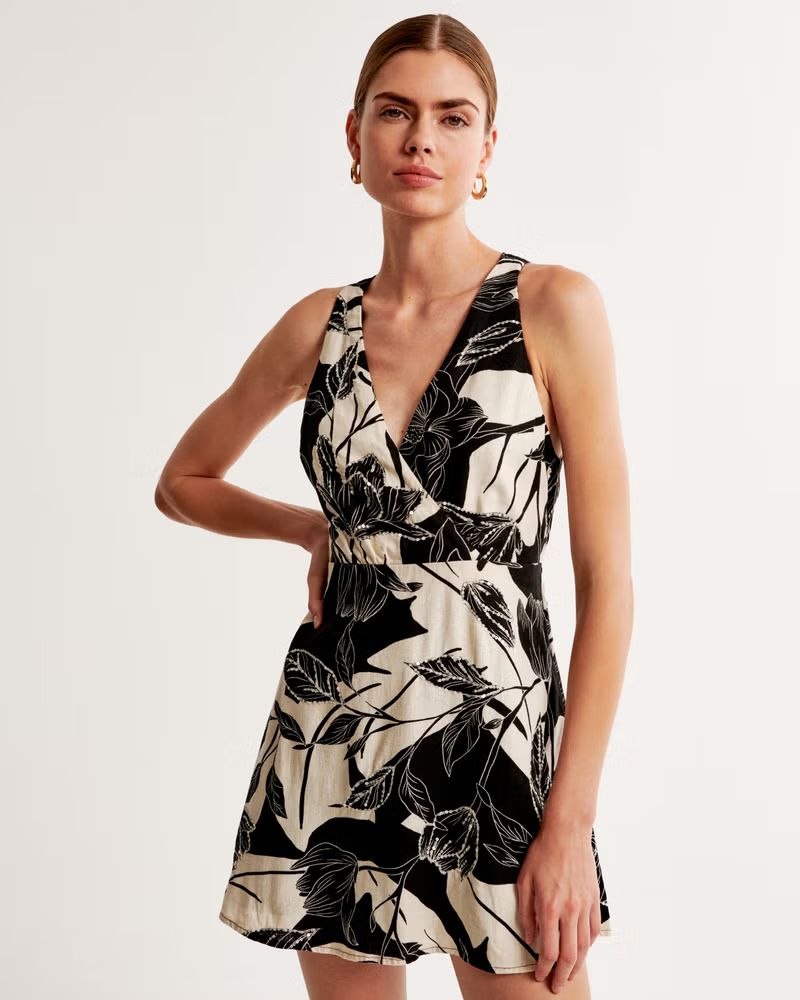 Women's Linen-Blend Wrap Mini Dress | Women's Dresses & Jumpsuits | Abercrombie.com | Abercrombie & Fitch (US)
