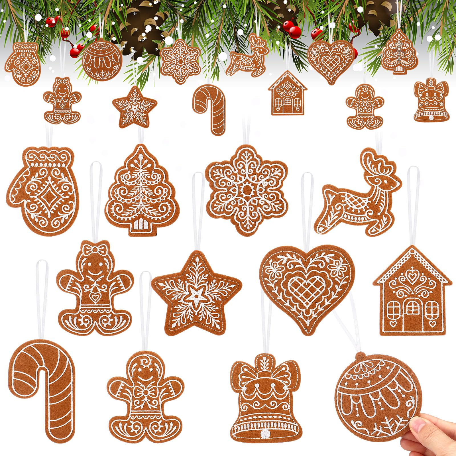Namalu 12 Pcs Embroidery Felt Gingerbread Man Ornaments for Christmas Tree 3 Inch Gingerbread Fig... | Amazon (US)