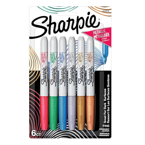 Sharpie Metallics Permanent Markers, Fine Tip, Assorted Colors, 6 Pack | Amazon (US)