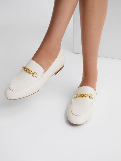 Reiss Off White Evan Chain Detail Loafers | Reiss UK