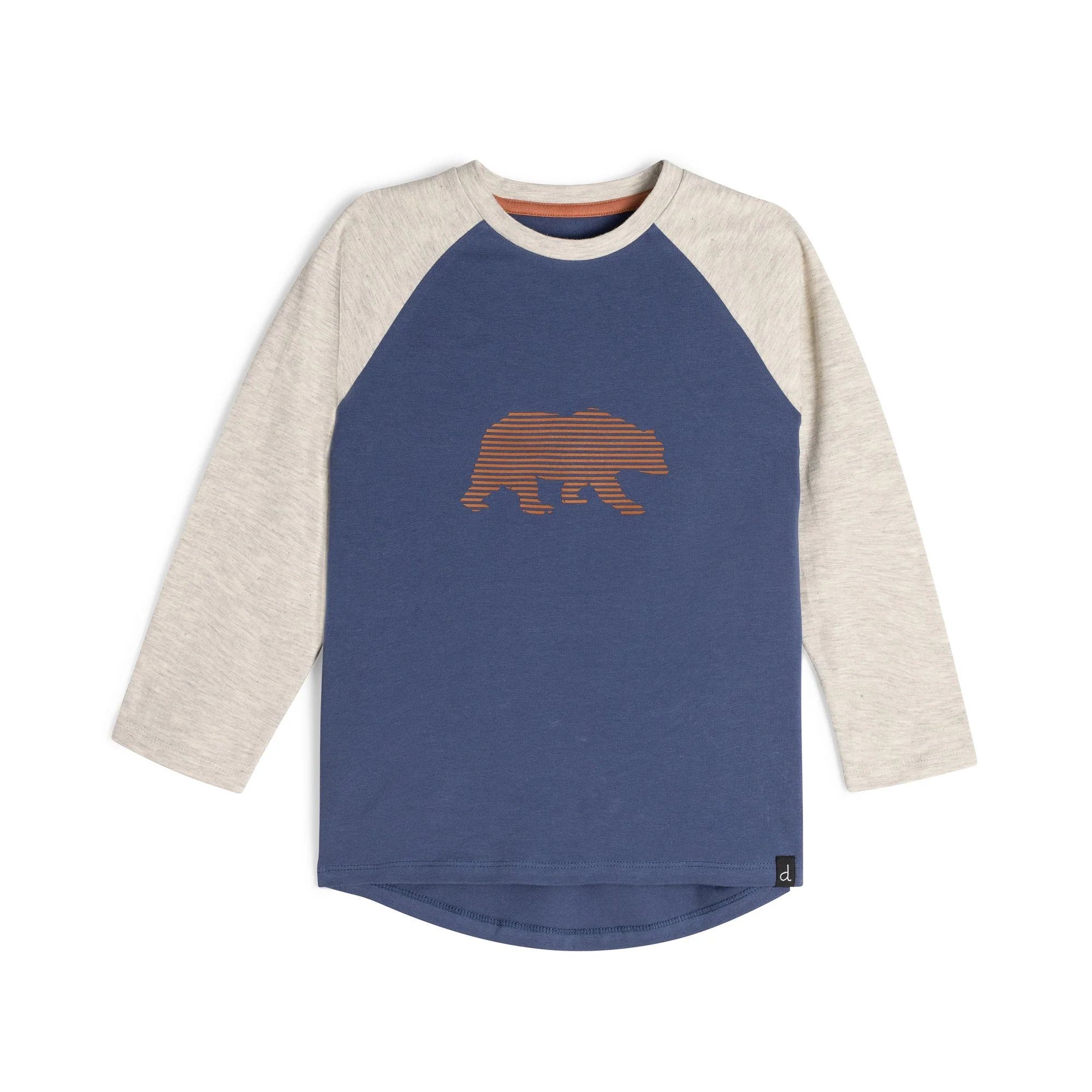 Long Sleeve Raglan Top With Bear Print | Deux par Deux Childrens Designer Clothing