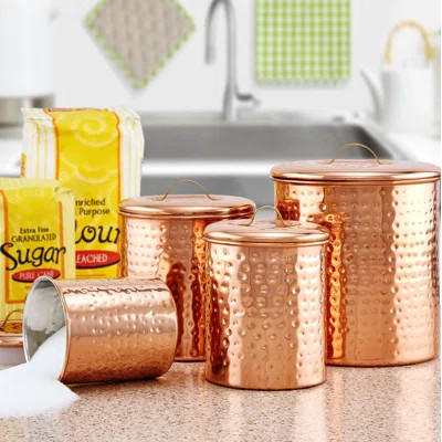 Hammered 4 Piece Kitchen Canister Set | Wayfair North America