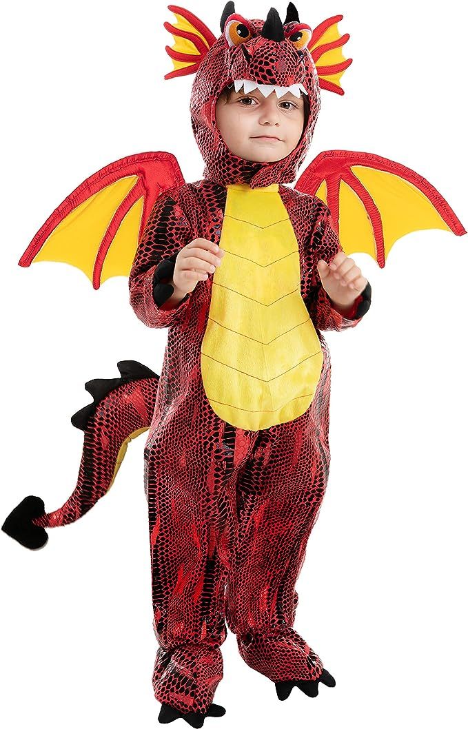 Child Red Dragon Costume for Halloween Trick or Treating Dinosaur Dress-up Pretend Play. | Amazon (US)