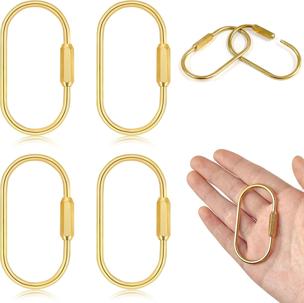 TKYZMS 4-Piece Brass Screw Lock Keychain Set,Gold Carabiner Key Rings,Universal Key Fob Holder fo... | Amazon (US)