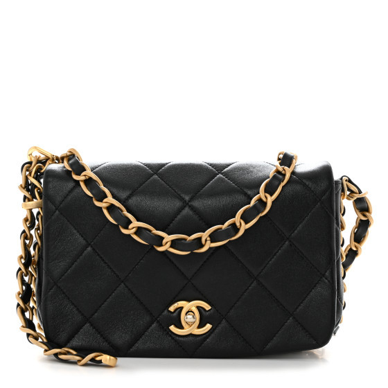 Chanel: All/Bags/CHANEL Shiny Lambskin Quilted Chain Flap Black | FASHIONPHILE (US)