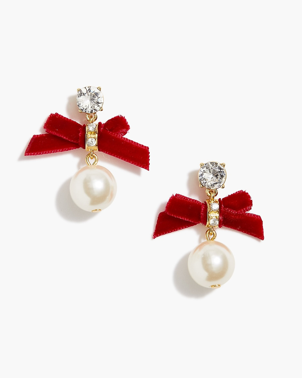 Crystal bow and pearl drop statement earrings | J.Crew Factory