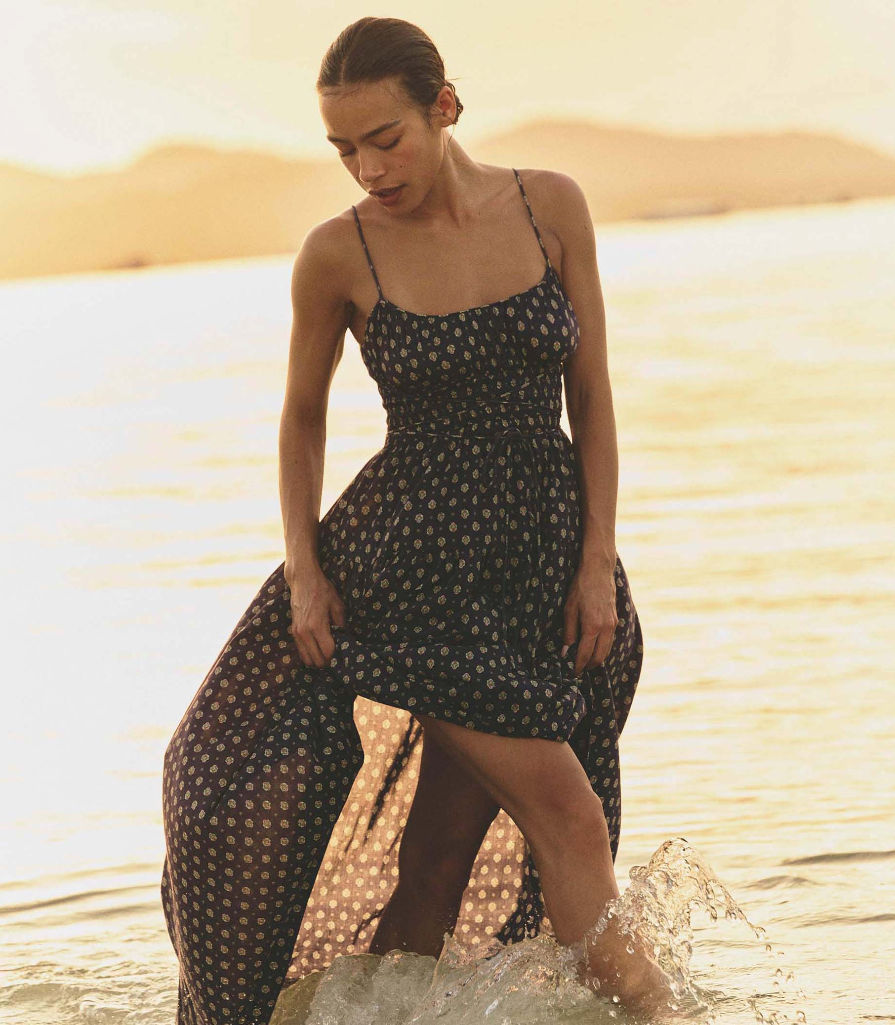 Safia Dress - Navy Cadiz Foulard | DÔEN | DOEN