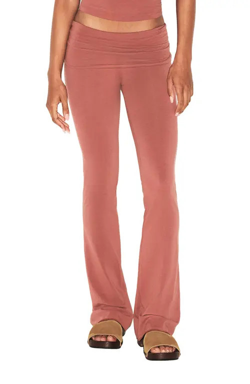SKIMS Stretch Cotton Jersey Foldover Pants in Redwood at Nordstrom, Size X-Large | Nordstrom