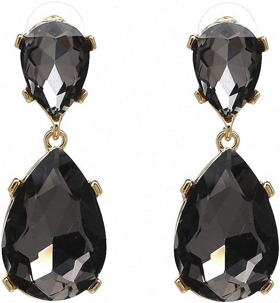 Exquisite Crystal Dangle Earrings Water Drop Brincos White Green Statement Party Jewelry | Amazon (US)