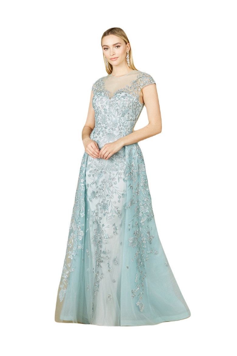 Long Bell Sleeve V-Neck Beaded Gown (Women) | Nordstrom | Nordstrom