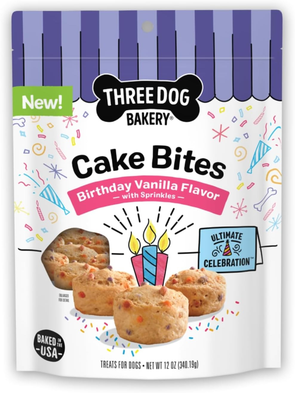 Three Dog Bakery Ultimate Celebration Cake Bites, Soft-Baked Dog Treats and Cookies with Real Ing... | Amazon (US)