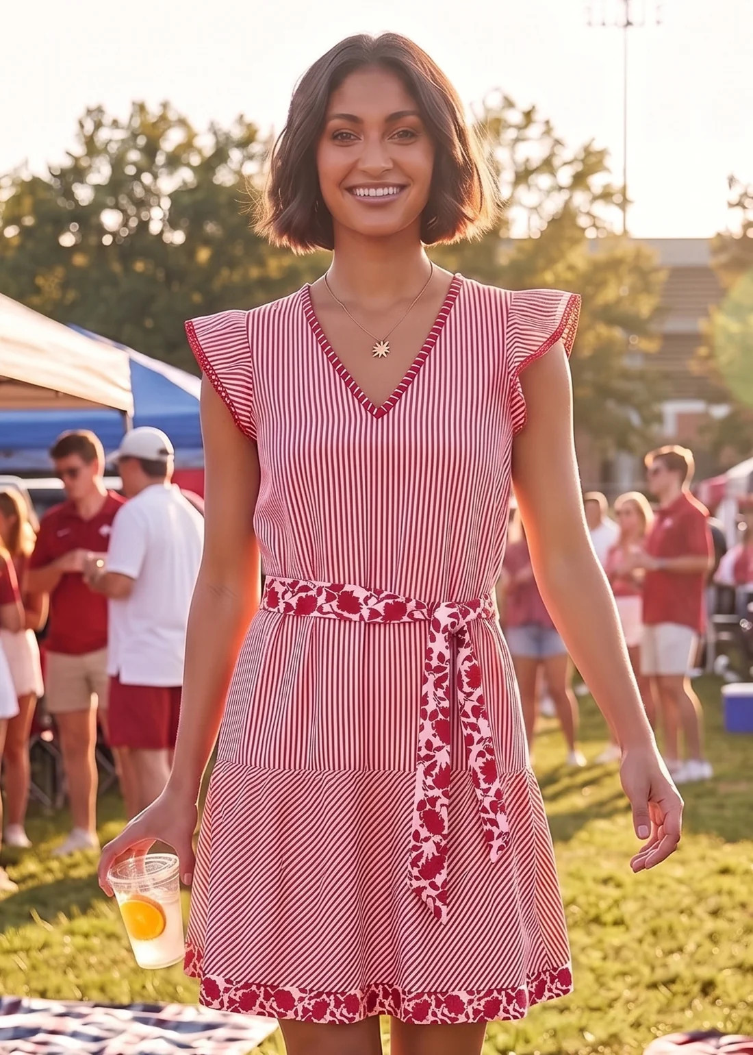 Crimson Embroidered Game Day Dress | Cabana Life