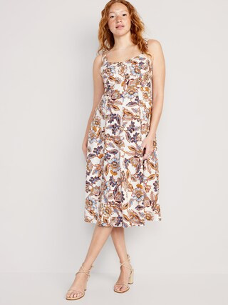 Fit & Flare Linen-Blend Cami Midi Dress for Women | Old Navy (US)