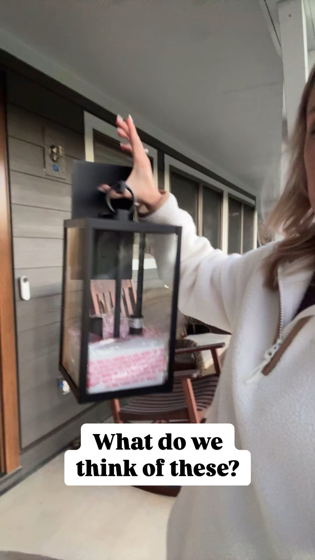 I got these really pretty square black modern lantern lights for the porch and I cannot wait until they’re done with the exterior and we can get them up! I feel like they flow so well with the new siding!

#LTKHome