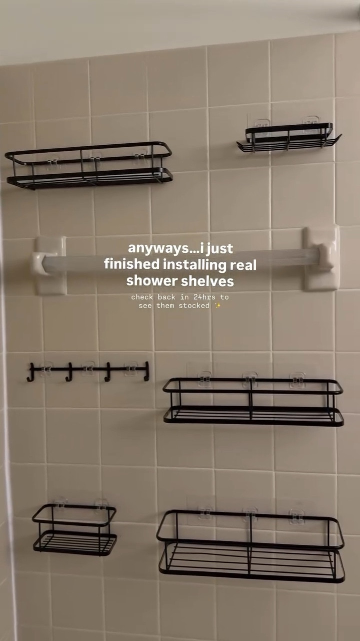 anyways…i just finished installing real shower shelves | check back in 24hrs to see them stocked ✨

#amazonhomefinds #bathroomorganization #homeorganization #shower #showershelf 

#LTKBeauty #LTKHome #LTKselfcare