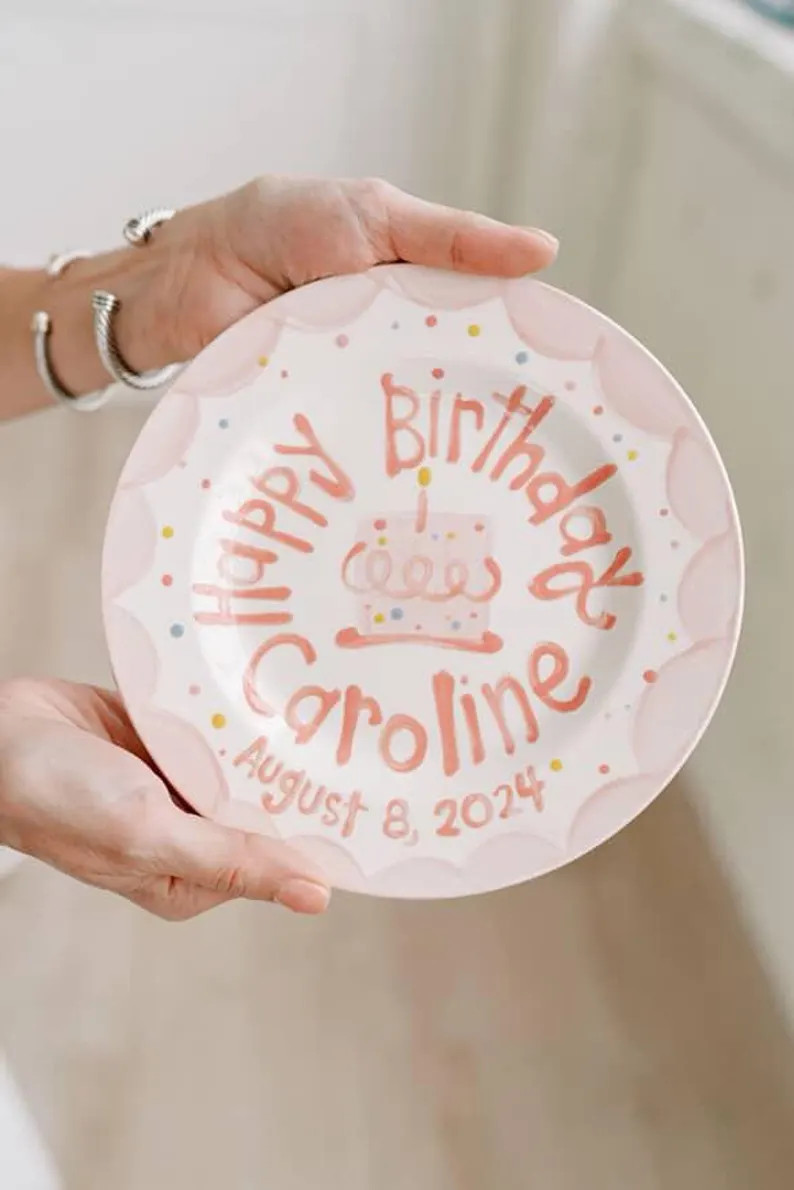 Personalized Pink Scallop Birthday Plate: Hand-painted Ceramic Keepsake - Etsy | Etsy (US)