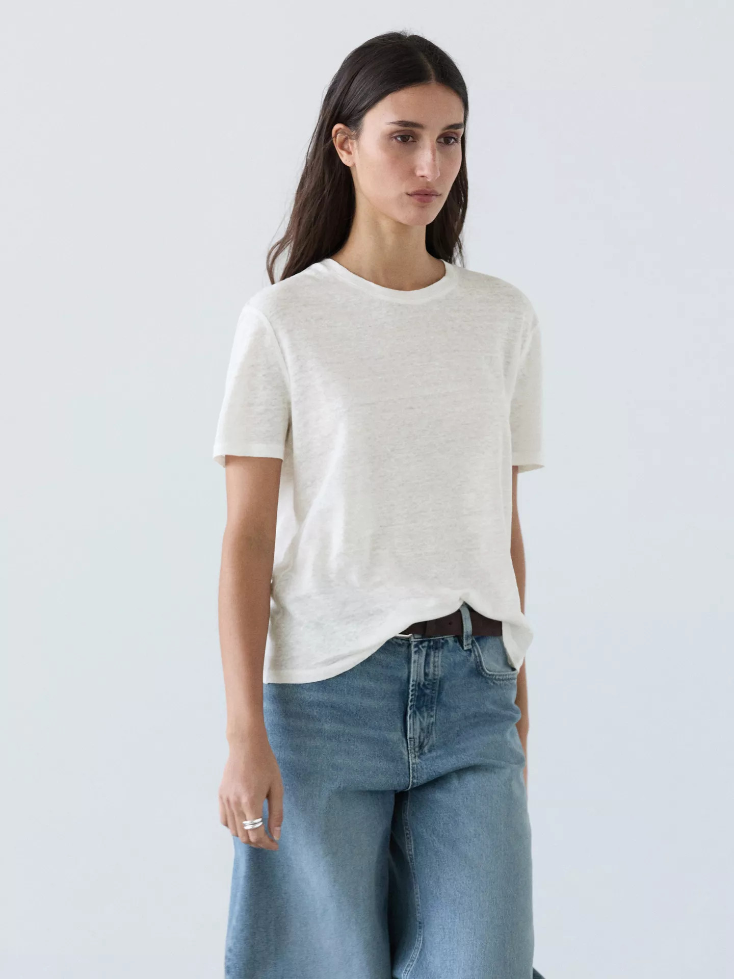Linen short sleeve T-shirt | Massimo Dutti UK