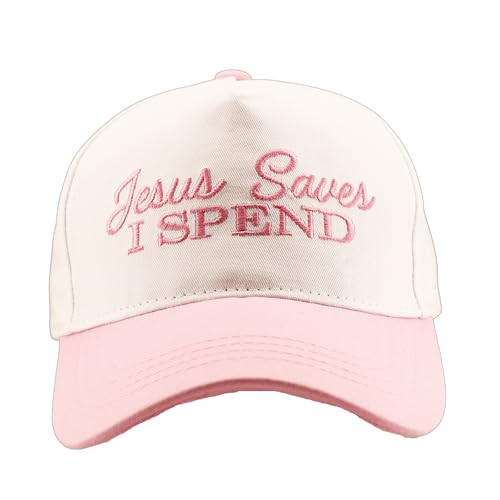 Two-Toned Embroidered Jesus Saves I Spend Baseball Cap 3D Lettering Dad Hat,Vintage,White/Pink | Amazon (US)