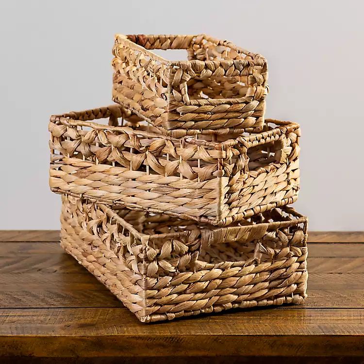 New!Natural Woven Baskets with Border, Set of 3 | Kirkland's Home