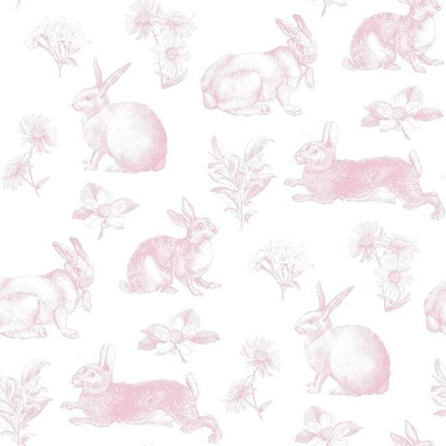 Bunny Toile Wallpaper in Pink from the A Perfect World Collection by York Wallcoverings | Burke Decor